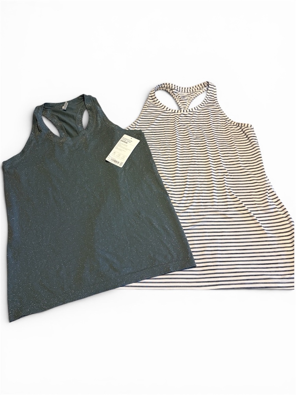 Athleta Racerback Tank Bundle Large NWT Metallic Shimmer + Striped